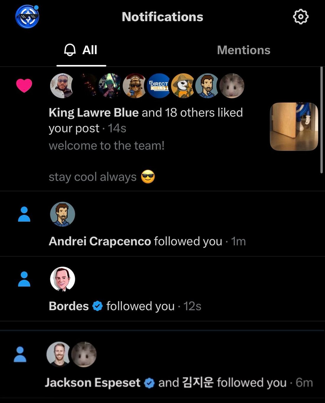X notifications showing Circle employees following the $COOL account